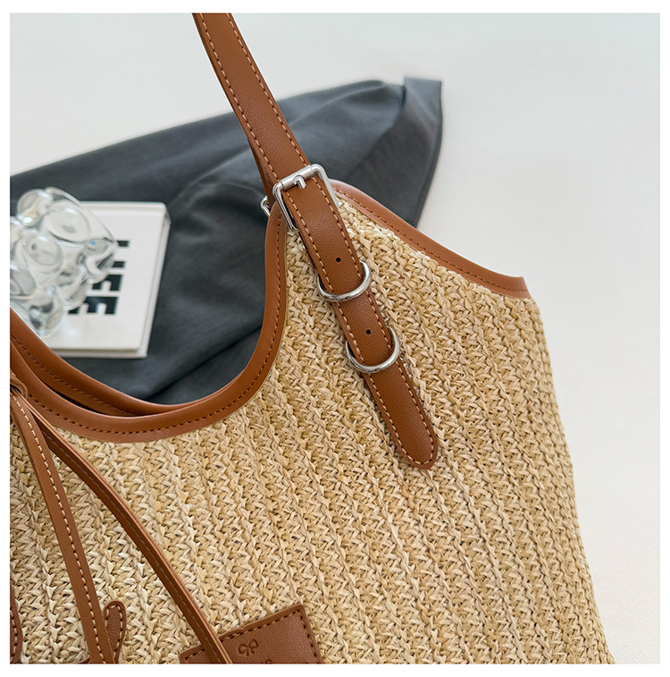 Large-capacity tote bag for women, 2025 new style hand-woven straw bag, commuting, seaside vacation, beach single-shoulder bag, national trend bag pic 24