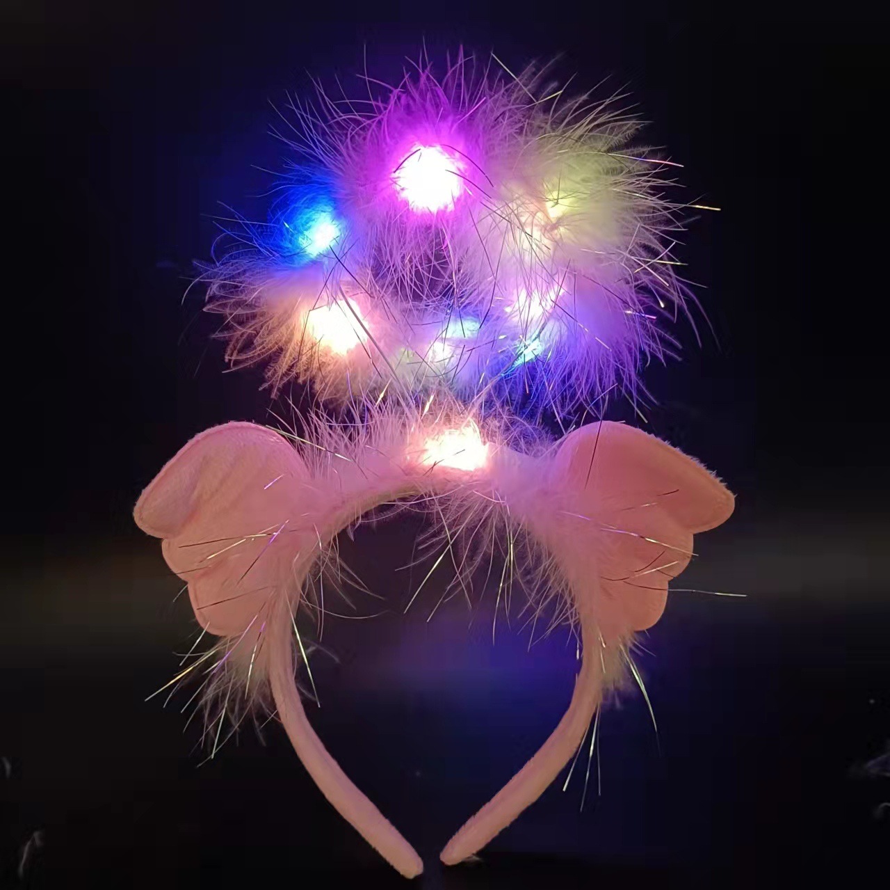 圣诞节发光头饰天使光环显脸小发箍头箍发夹简约羽毛发卡生日发饰详情4