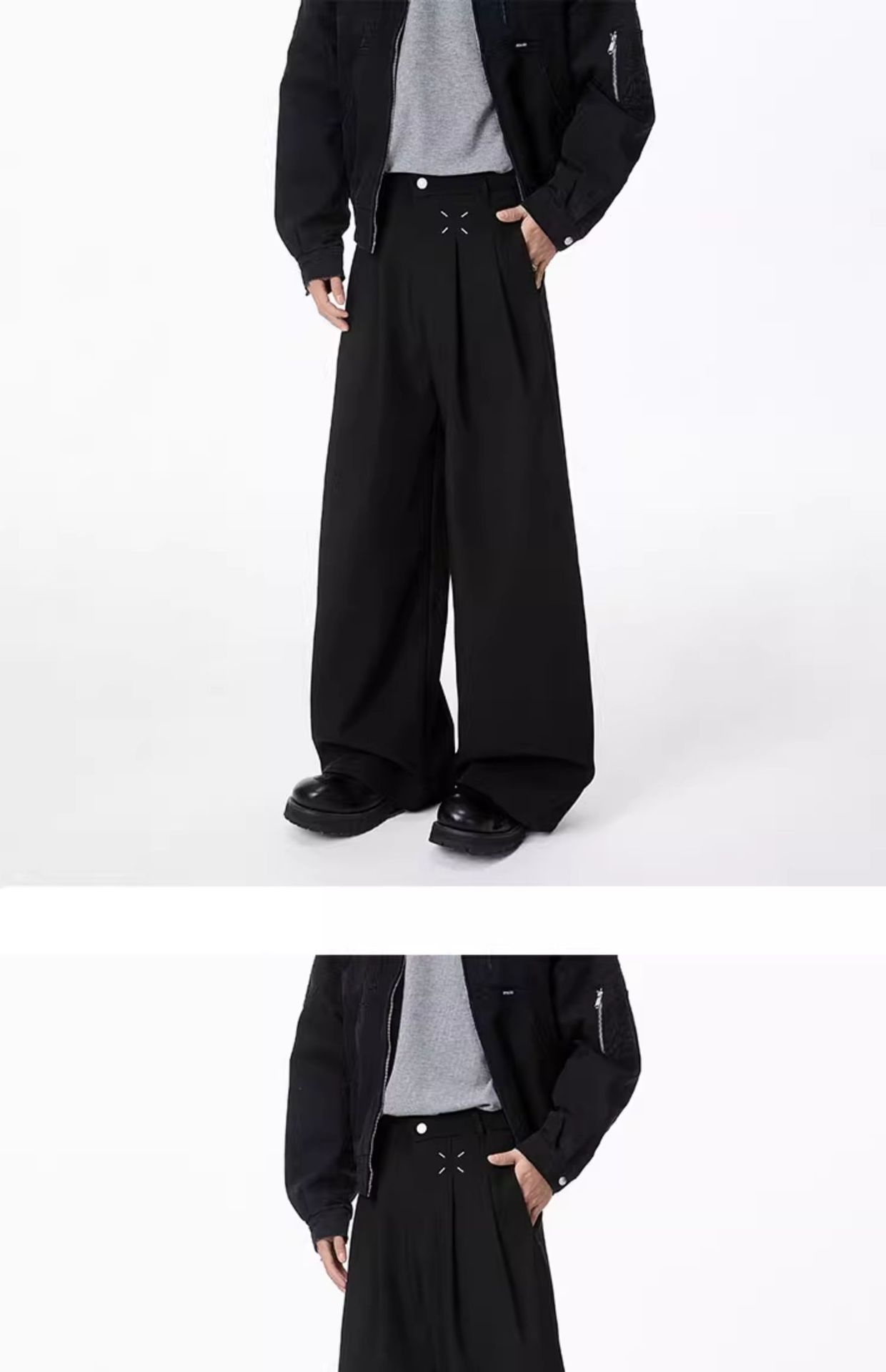 Americano cleanfit negro pantalones hombre primavera otoño recto holgada sensación casual premium sensación pantalones de pierna ancha hombre pic 7