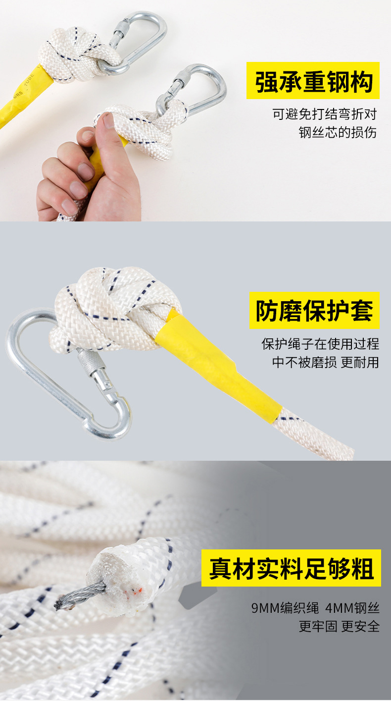 8MM steel wire core household fire safety escape rope, life-saving emergency rope, descent rope for outdoor rock climbing and mountaineering, free shipping pic 5