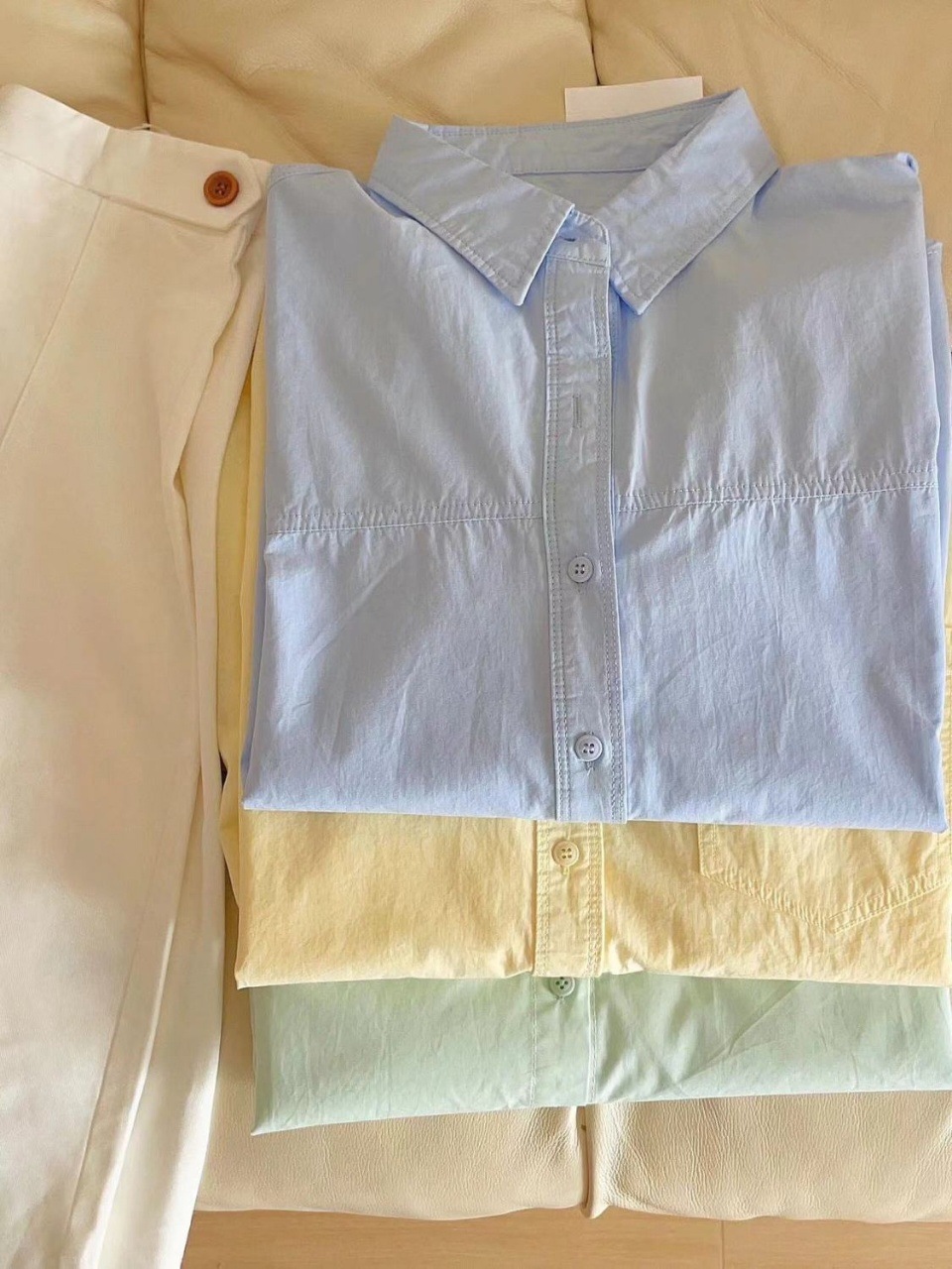 The 2025 new dopamine cream-colored pure cotton shirt is suitable for women to wear as a loose shirt coat in summer for sun protection pic 27