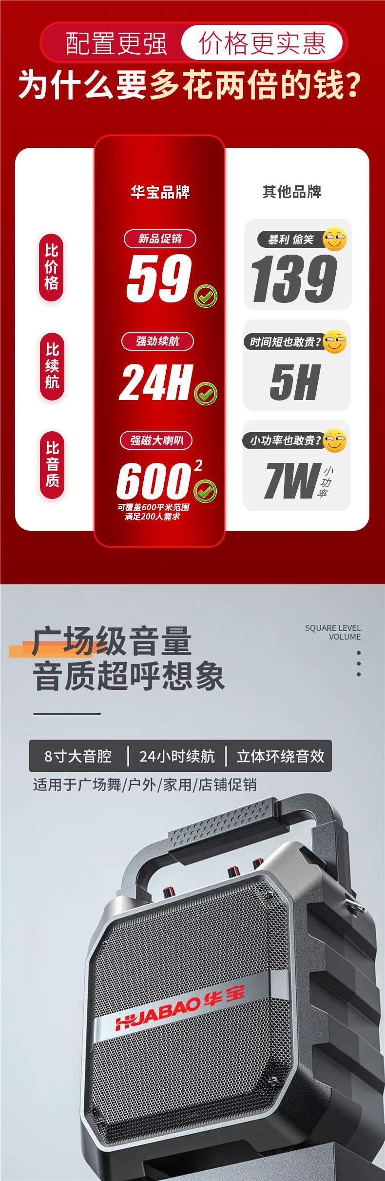 广场舞音响蓝牙户外音箱大音量手提便携式家用k歌重低音炮播放器详情4