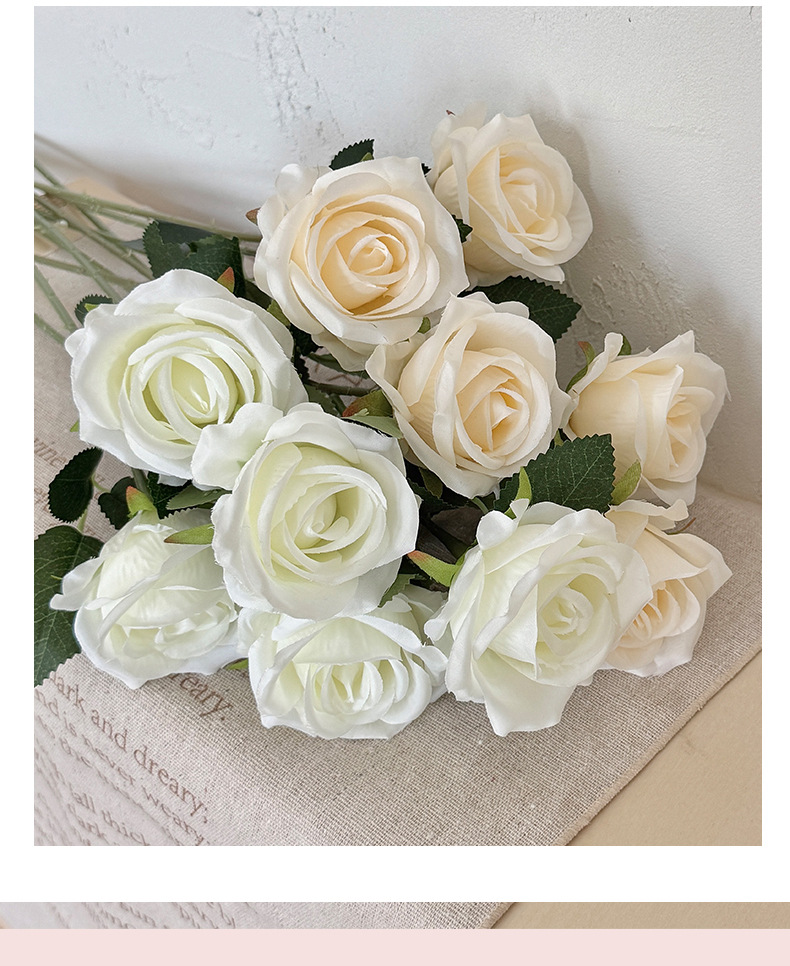 Artificial rose bouquets, single artificial flowers, home living room dining table ornaments, wedding hall flower arrangements, decorative flowers pic 14