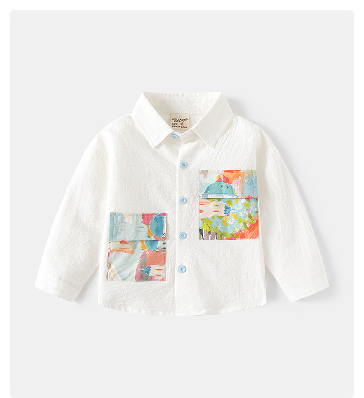 2024新款秋季男童印花衬衫 洋气儿童中小童休闲长袖衬衣 童装批发潮流童装详情1