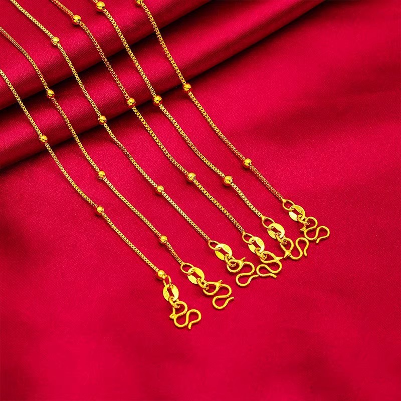 Take a bath without removing titanium steel color-preserving Chopin chain box spacer bead chain necklace M buckle round snake chain Sunflower chain pic 2