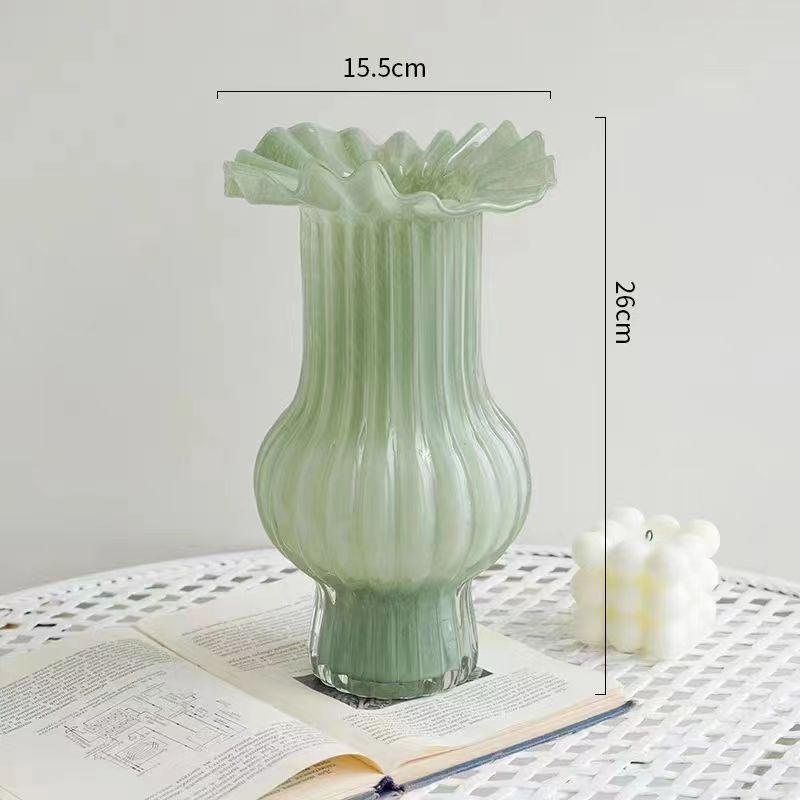 French pleated vase, gentle purple decorative item, living room flower arrangement, high-end feel, vintage Fenton flower vase, relocation gift pic 5