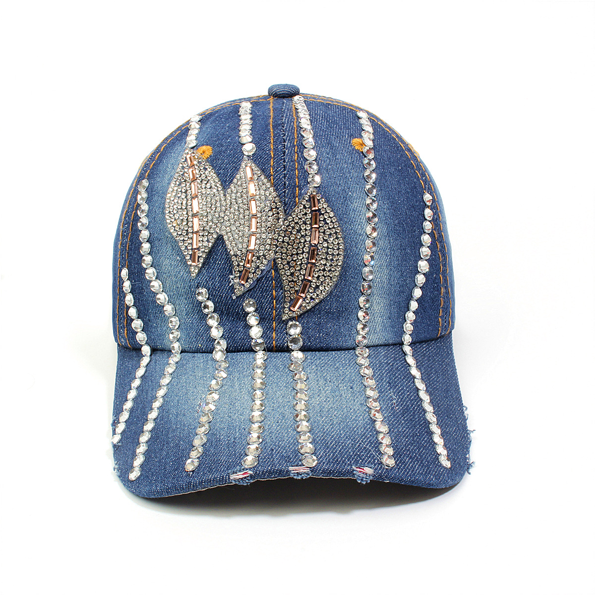 跨境外贸新款牛仔布女镶钻欧美国休闲成人棒球帽时尚洋气鸭舌帽子详情31