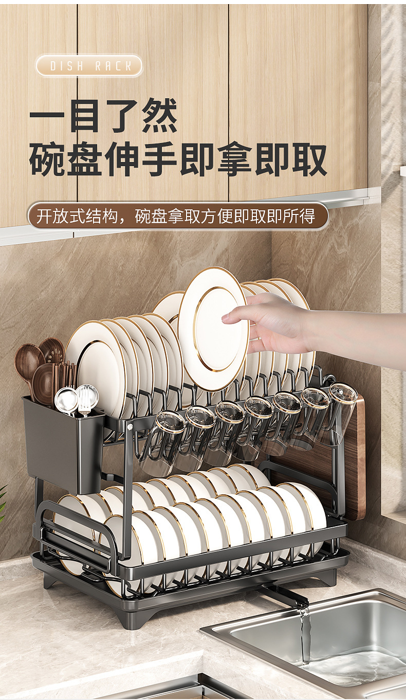 厨房碗盘收纳架家用碗碟水杯置物架碗架碗筷沥水架碗柜小型盘子架详情7