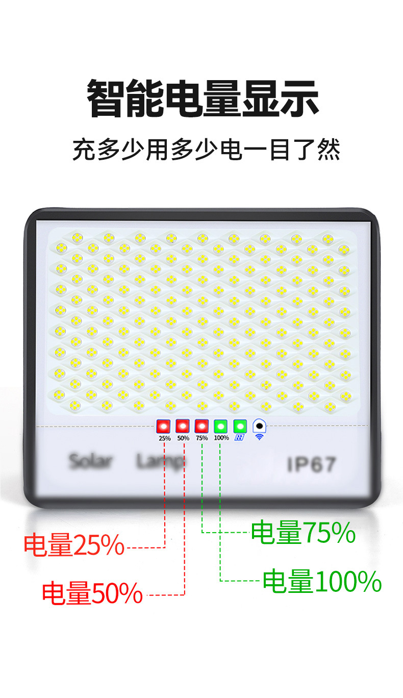 大功率太阳能灯路灯庭院灯太阳能板100W防水照明详情13