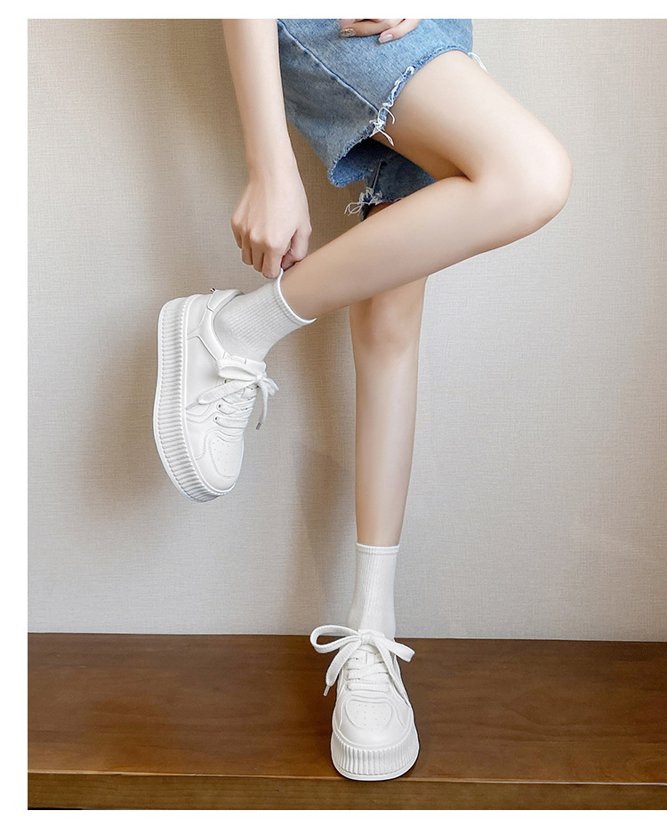 玛速主义2025春新款厚底增高小白鞋女休闲饼干圆头系带学院风板鞋详情17