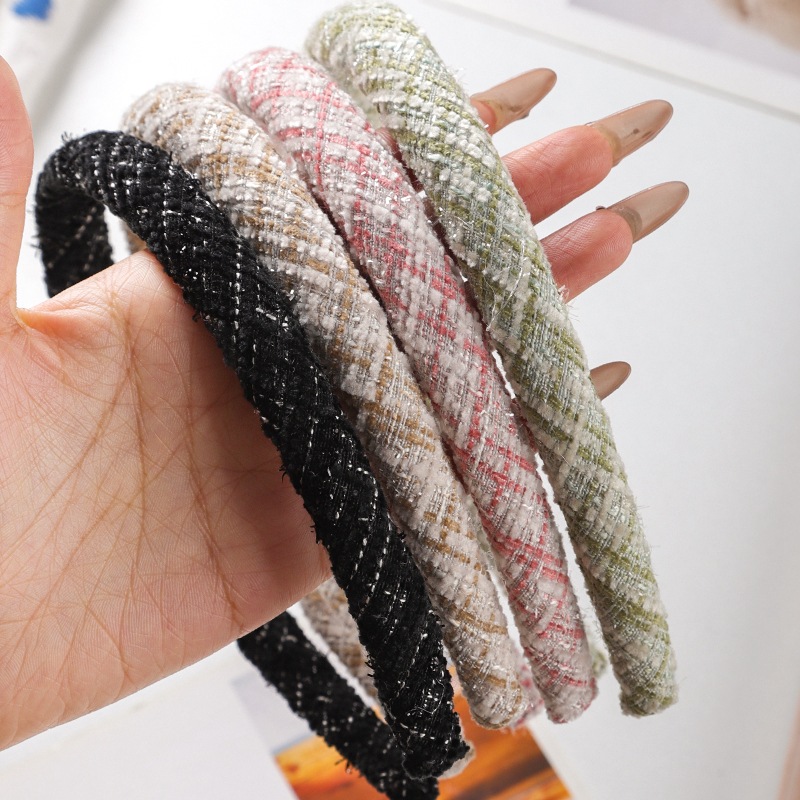 Pastoral chanel-style fabric hair band for girls, sweet and girlish hair accessory, high-end face-washing and hair-pressing hairpin, high top headband pic 4