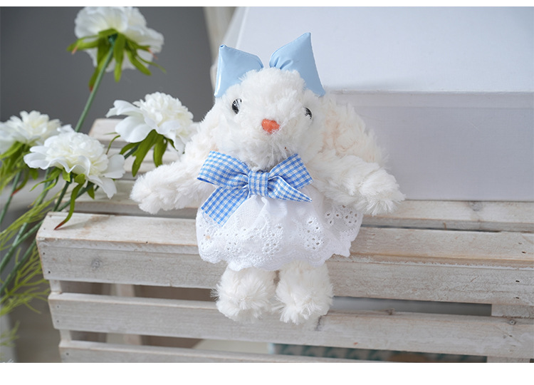Lace coffee dress, ear-hanging rabbit bag, pendant, versatile cartoon plush and cute doll, Maillard keychain gift pic 10