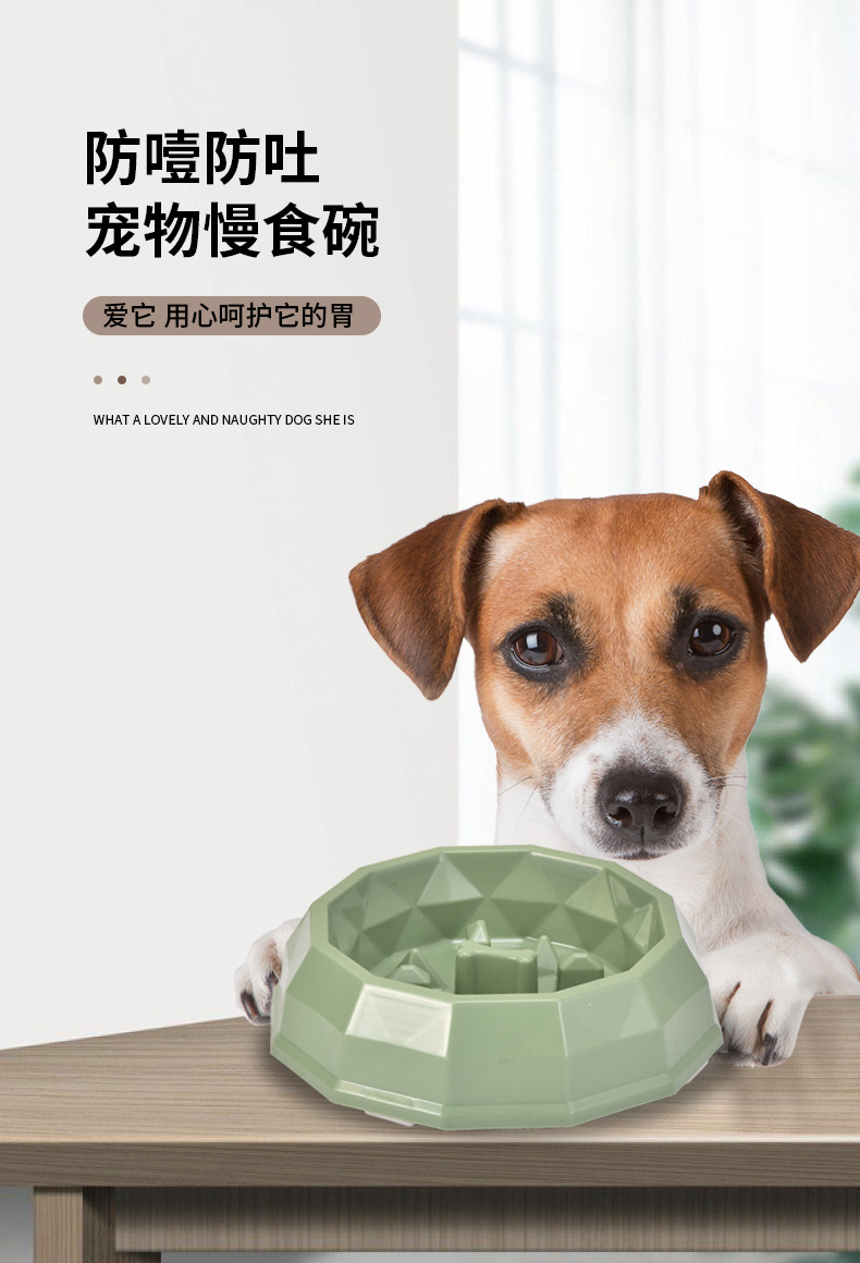 Rongka Pet Cross-border Pet Cat and Dog anti-choking and anti-vomiting slow Food Bowl, multi-color small and medium-sized dog feeder, Diamond bowl, slow food bowl pic 1
