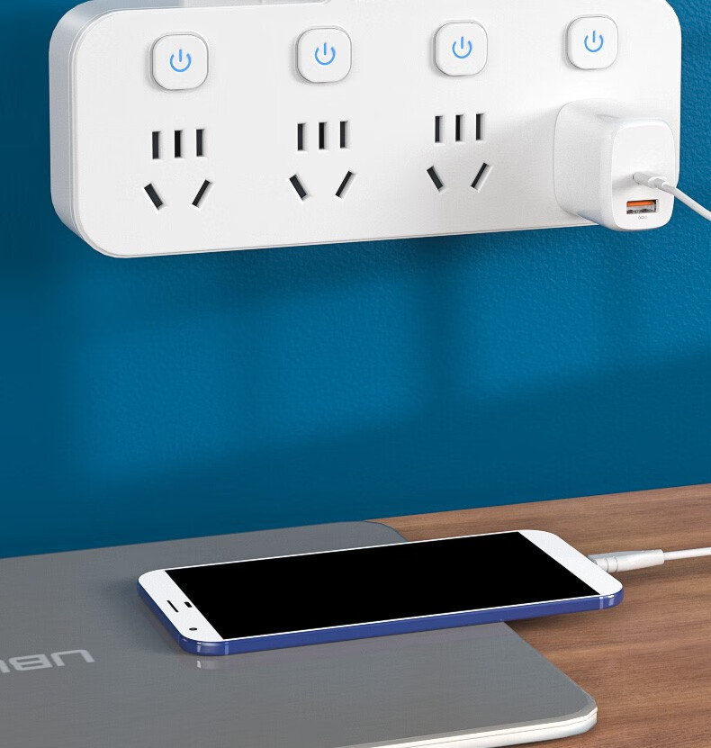 德力普转换插座插头一转三多功能插座分控开关便携式插座一转多详情3