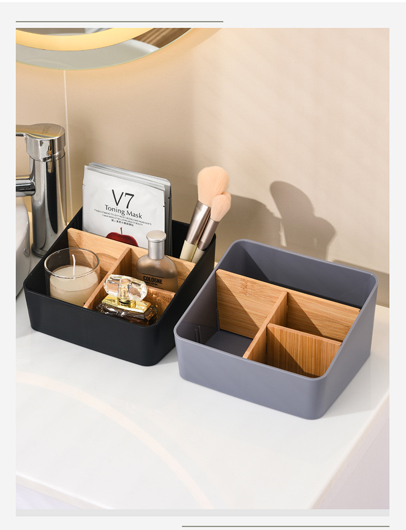 Multi-functional black desktop cosmetic storage box, beaded file organization box, a neat storage tool for items pic 13