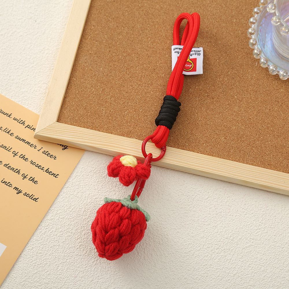 创意可爱水果蔬菜挂饰少女包包钥匙扣钩针挂件手工diy毛线配饰详情12