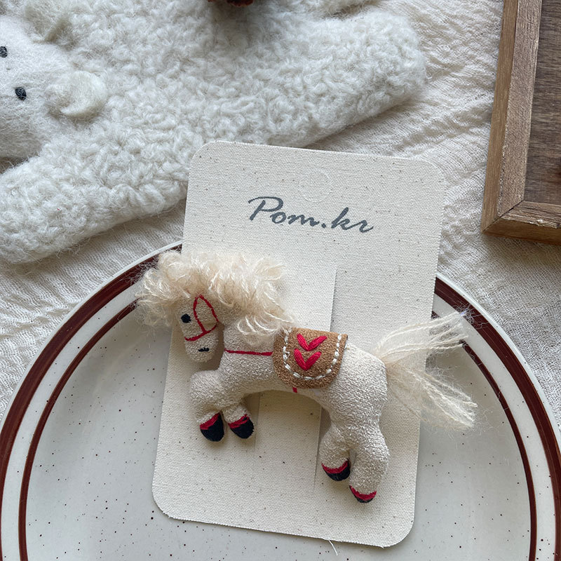 新款韩版秋冬布艺手作小马系发夹儿童侧边碎发刘海夹弹力马尾发圈详情9