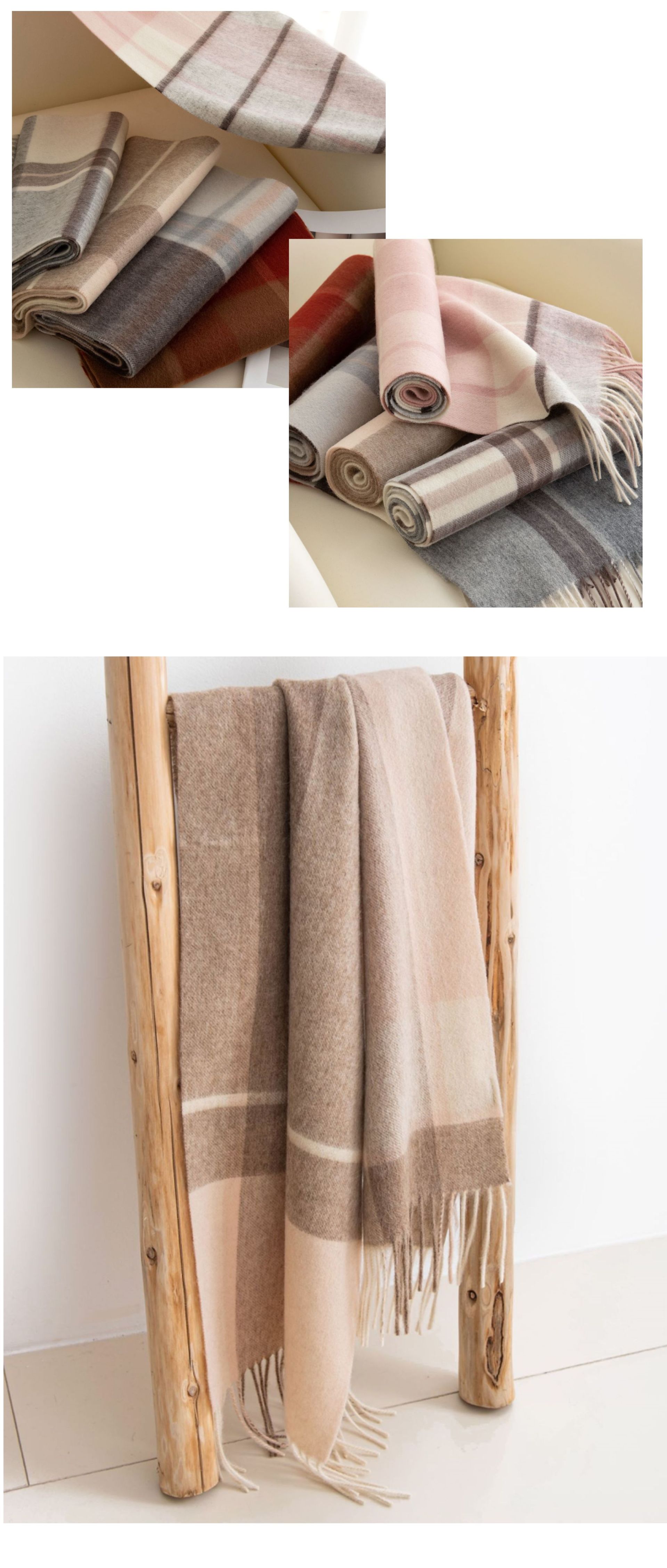 加厚秋冬格子100%羊毛围巾氛围感女百搭保暖wool羊毛围脖舒适披肩详情24