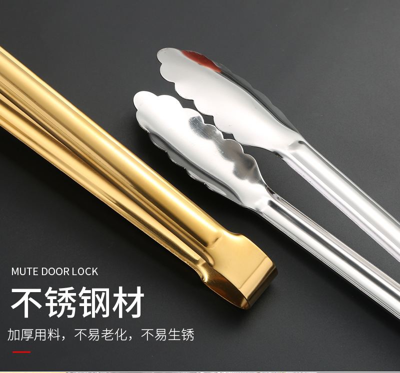 不锈钢加厚梅花夹食品夹户外多功能烧烤食物夹家用面包烘培牛排夹详情13