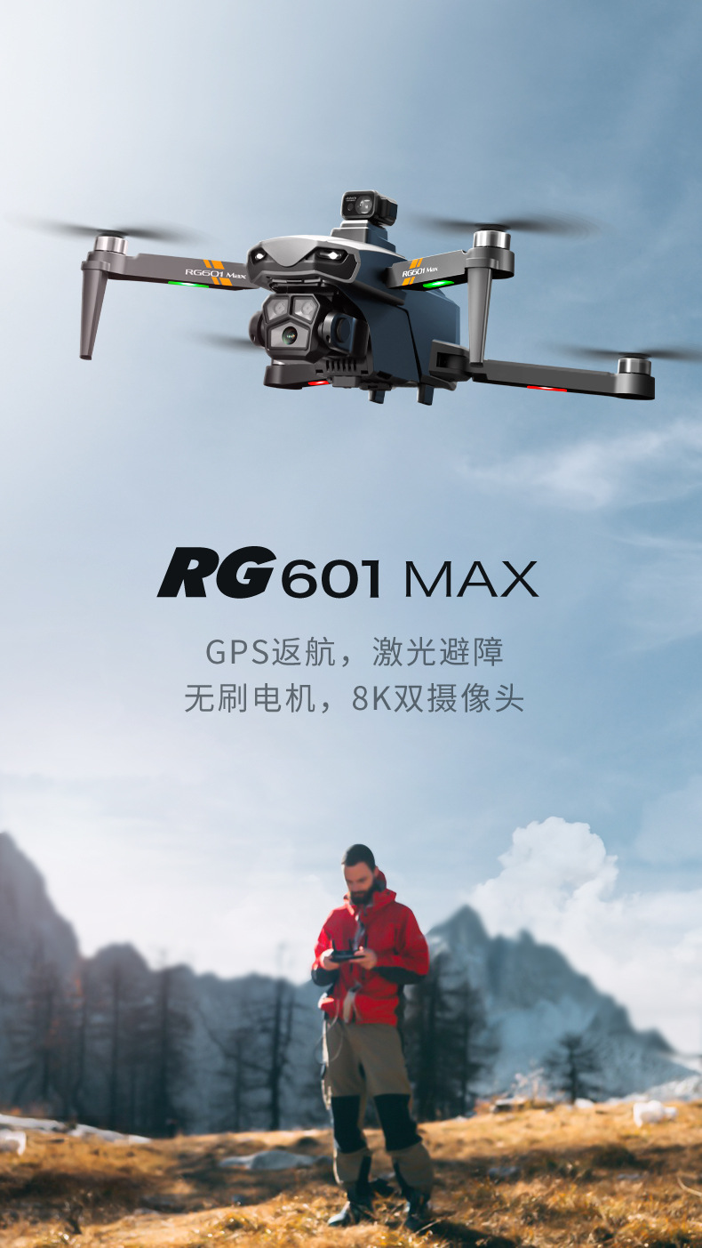 Cross-border RG601MAX high-definition 1080P aerial photography obstacle avoidance drone GPS return brushless four-axis remote control aircraft pic 2