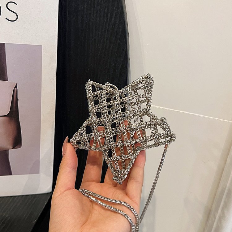 跨境2024夏新款小香风镂空金属星星包晚宴包单肩斜挎气质链条女包详情82