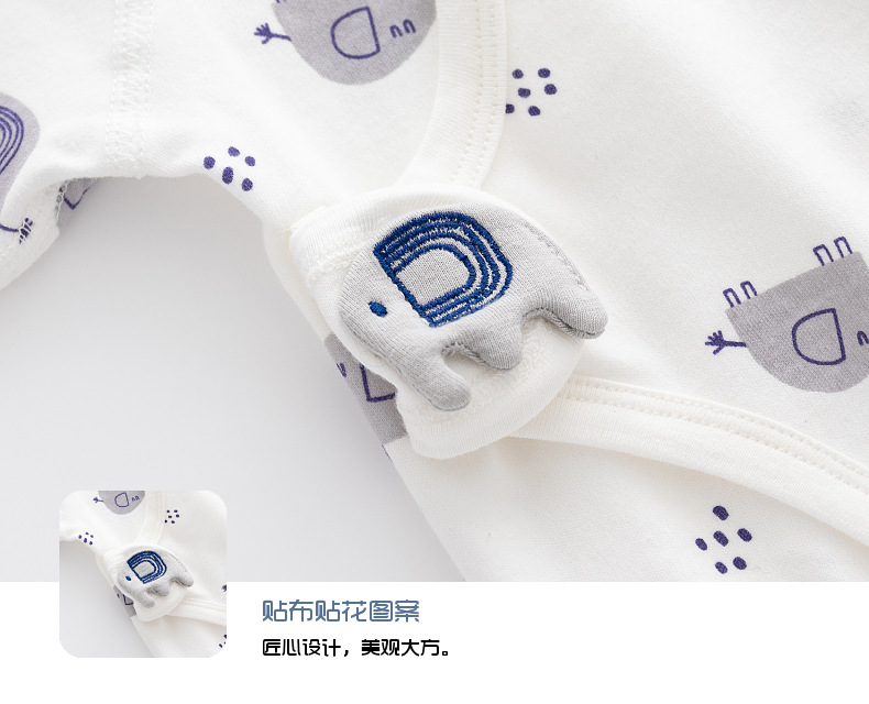 新生婴儿内衣服无骨纯棉春秋款魔术贴半背睡衣满月和尚服宝宝上衣详情19