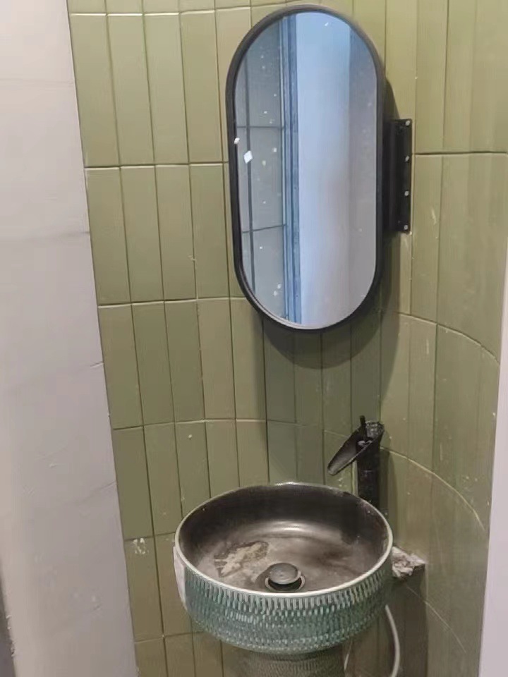 卫镜阁卫生间转角风水墙角挂镜可旋转浴室镜椭圆形侧边斜角镜子详情27