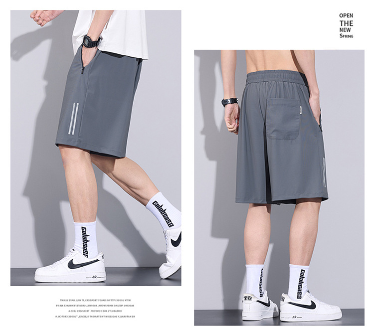 冰丝短裤男士夏季薄款2025新款速干外穿沙滩宽松休闲运动五分裤详情13