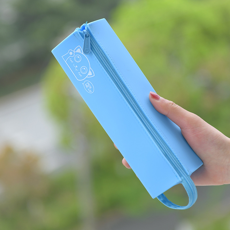 Bolsa de pluma personalizada al por mayor almacenamiento de gran capacidad para hombres y mujeres bolsa de papelería de silicona bolsa de pluma de silicona multifuncional fácil de limpiar pic 5