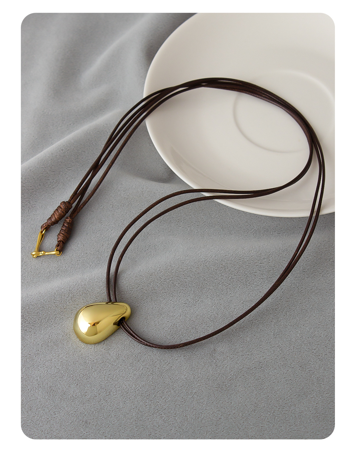 大水滴项链吊坠 光泽感好简约豆豆高级感男女通用气质长款毛衣链详情5