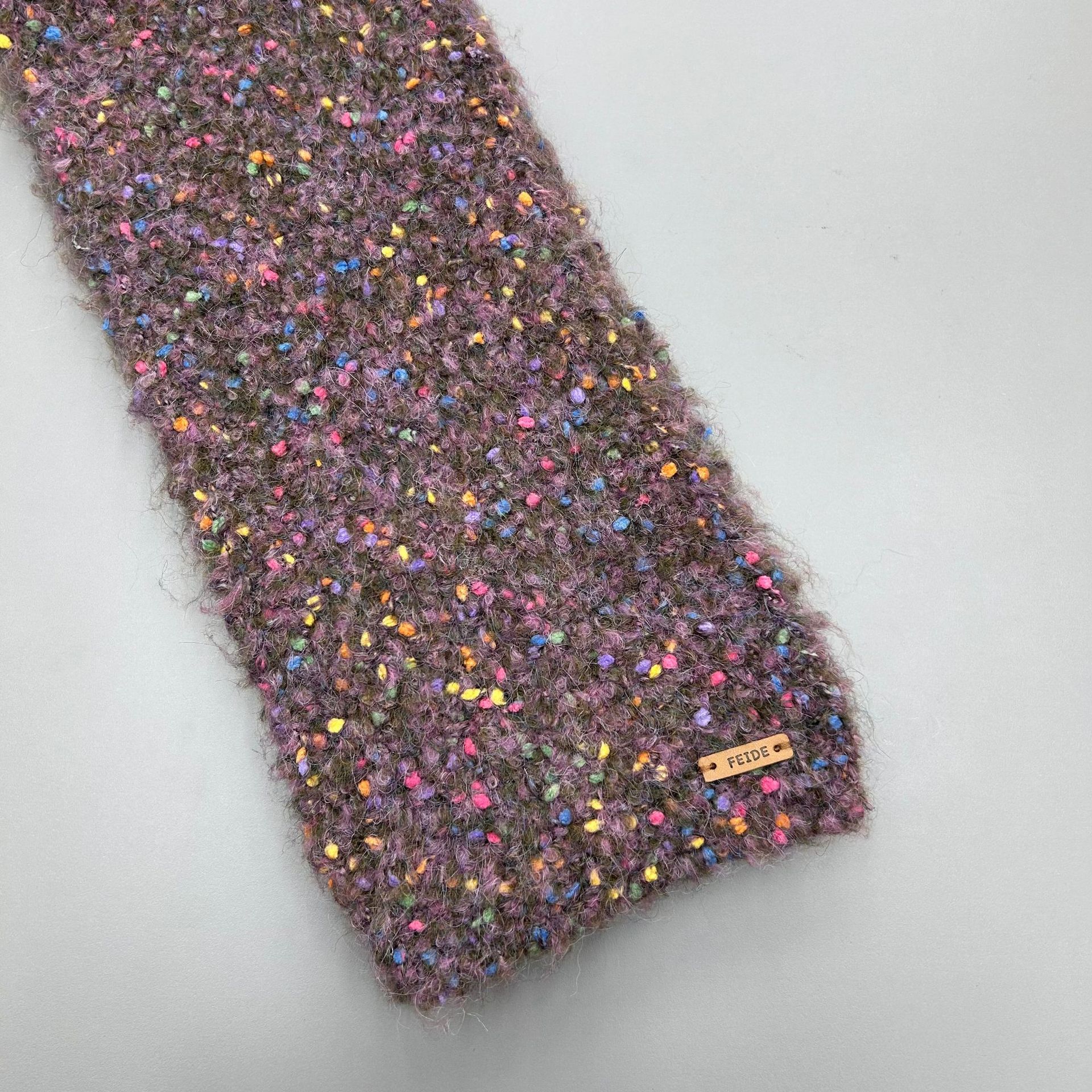 玫瑰蜜语珊瑚绒彩虹糖豆毛线小围巾编织送女生女友礼物圣诞围脖详情9