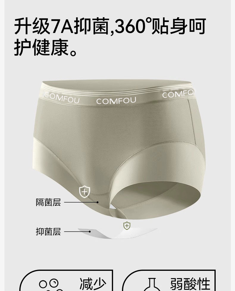 新疆长绒棉内裤女纯棉7A全棉抑菌裆小平角内裤高弹舒适女生平角裤详情12
