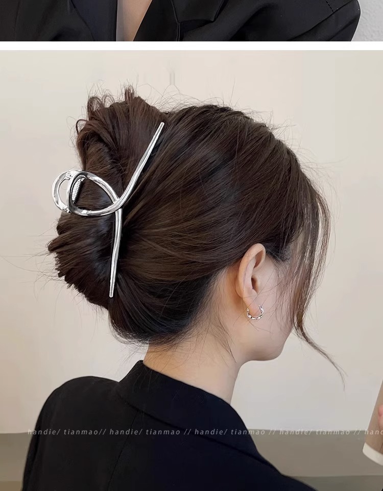 High-end, large shark clip, metal, extra-large grabber, with a large amount of hair, clip headwear, hair clip, and hair accessory for the back of the head of women pic 5