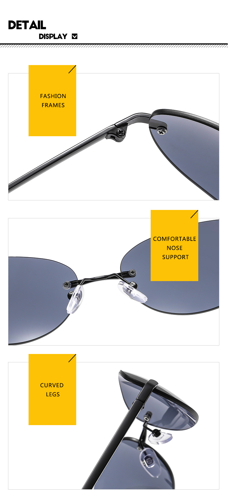 Retro frameless oval sunglasses, Y2K metal ins sunglasses, hot girl sunglasses, pose for street style, futuristic style pic 12