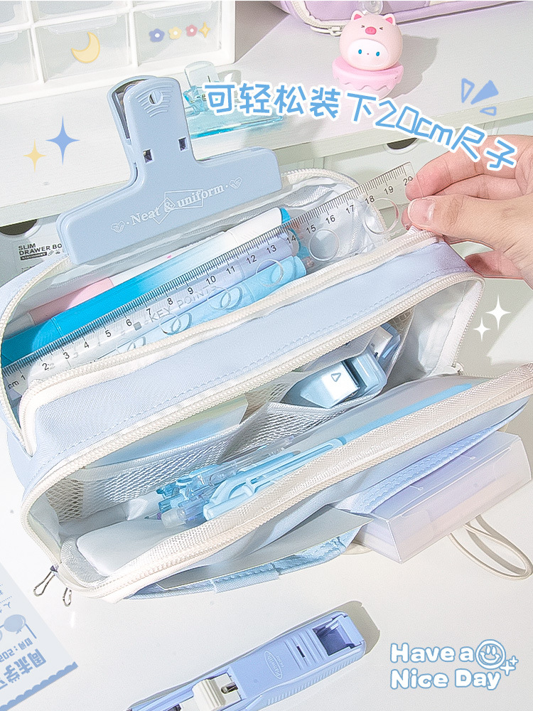 笔袋温柔慵懒风学生文具袋软乎乎女孩高颜值女生初中ins风大容量详情6