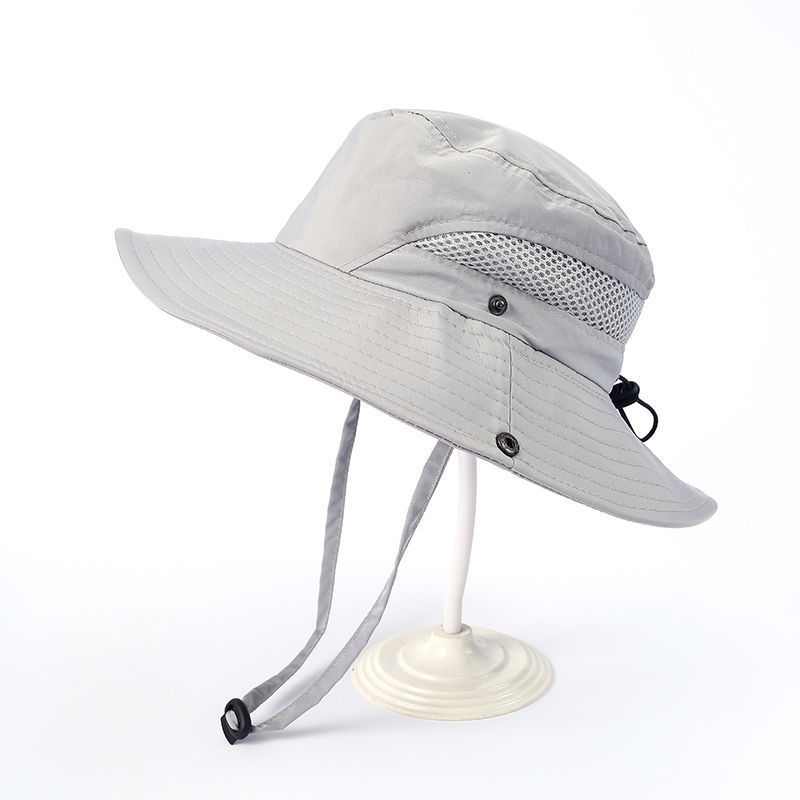 Best-selling solid-color glossy fisherman hats, parent-child style, large-brimmed sunshade, quick-drying, waterproof fabric mountaineering hats, and adult hats in foreign trade pic 11
