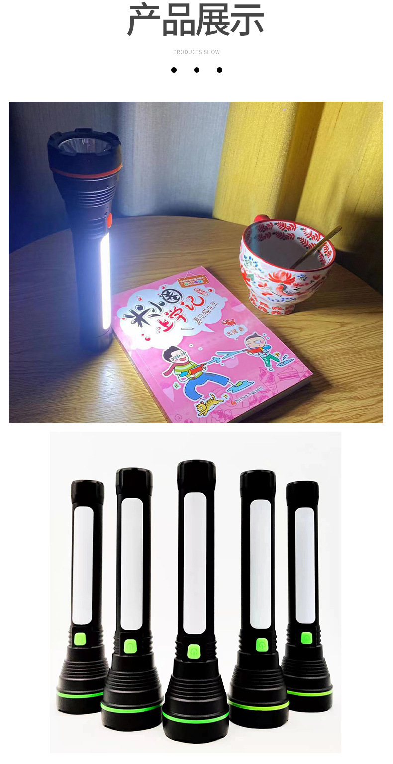 Cross-border best-selling USB charging, side light, built-in lithium battery, strong light outdoor camping flashlight manufacturer supply pic 8