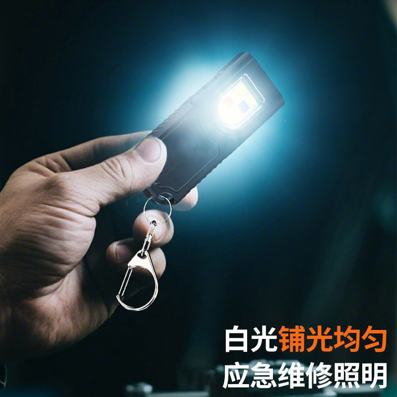Portable waist-hung keychain, mini flashlight, multi-functional emergency charging, anti-keychain, large flashing light, household use pic 6