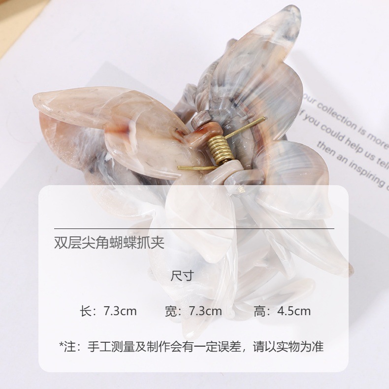 2025年新款超仙法式大理石纹高级感抓夹双层蝴蝶发夹跨境饰品批发详情3