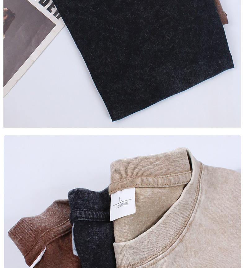 重磅T恤220goversiz短袖跨境落肩定制欧美码宽松纯棉复古水洗做旧详情17