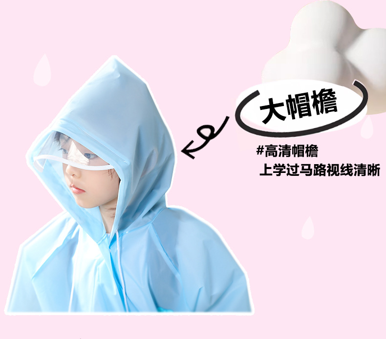 儿童雨衣男童女童卡通时尚小学生带书包位雨披EVA加厚雨衣套雨具详情5