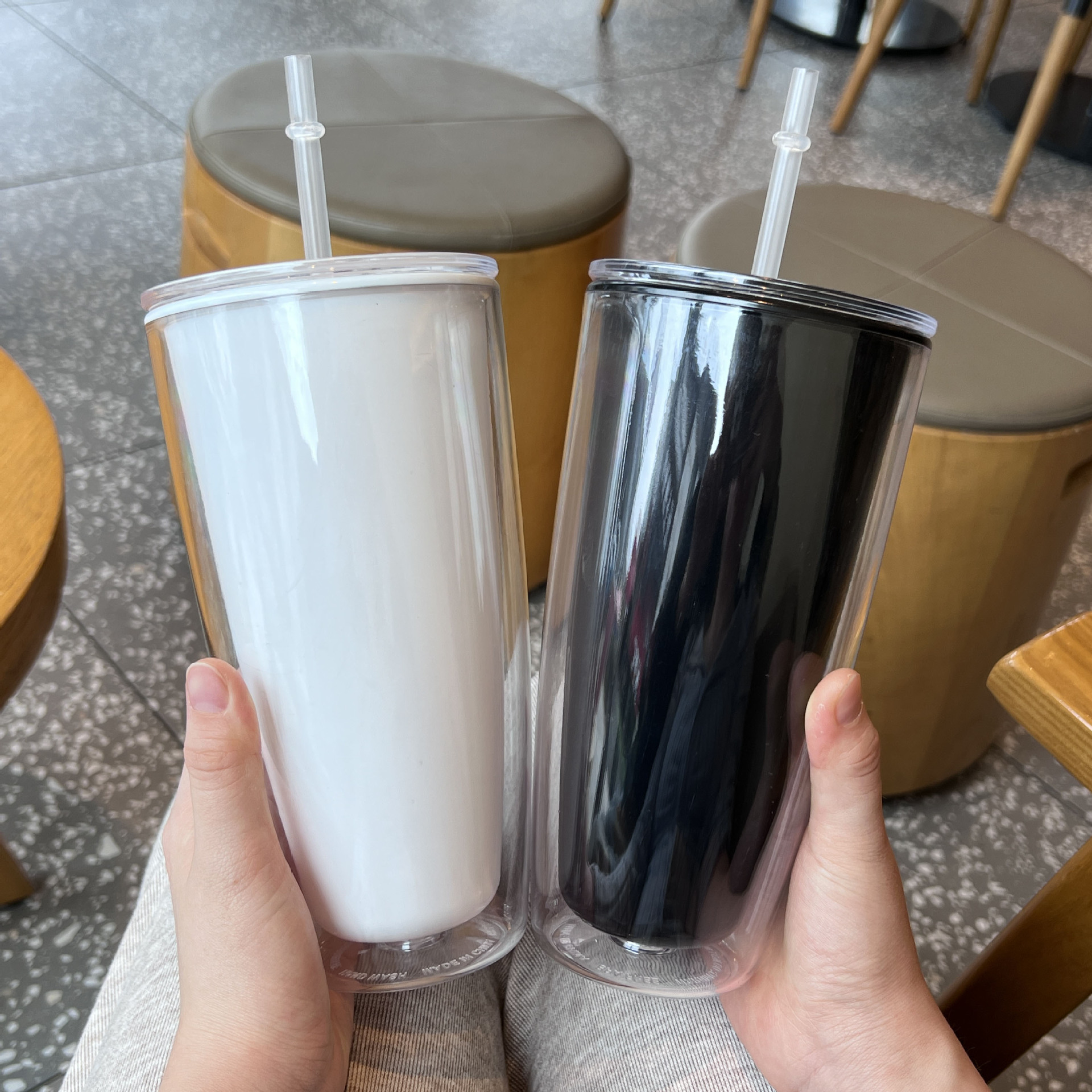 外贸新款双层塑料吸管杯高颜值网红大容量情侣杯子创意女王杯定制详情17