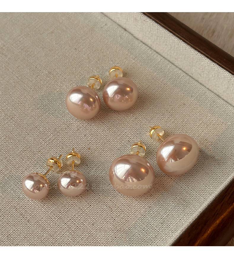 Shi Family Cherry Blossom Pink steamed bun Pearl Earrings for women, pure silver, high-end and simple earrings, mid-to-high-end wholesale accessories in Yiwu pic 11