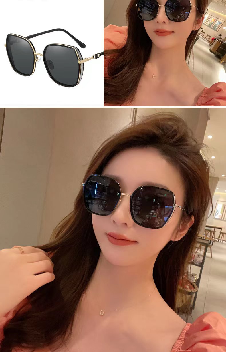 新款网红大框墨镜女潮防光太阳镜防晒防紫外线高级感大脸显瘦时尚详情4