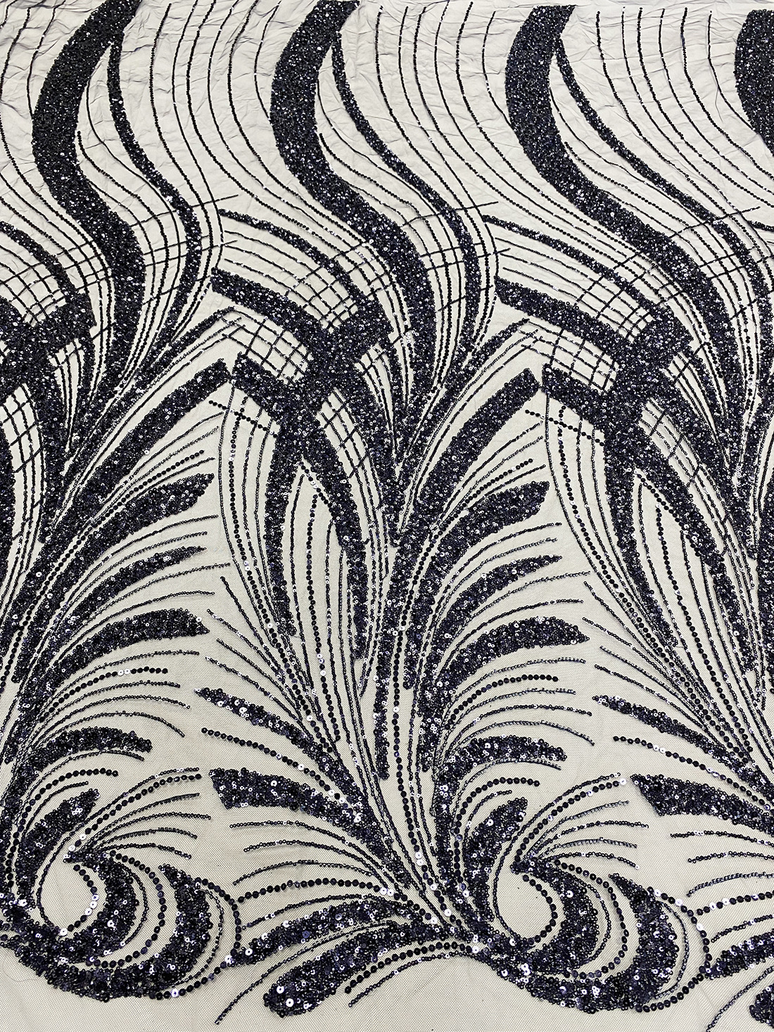 工厂现货珠管珠子亮片网布蕾丝绣花婚纱礼服面料EMBROIDERYLACE详情9