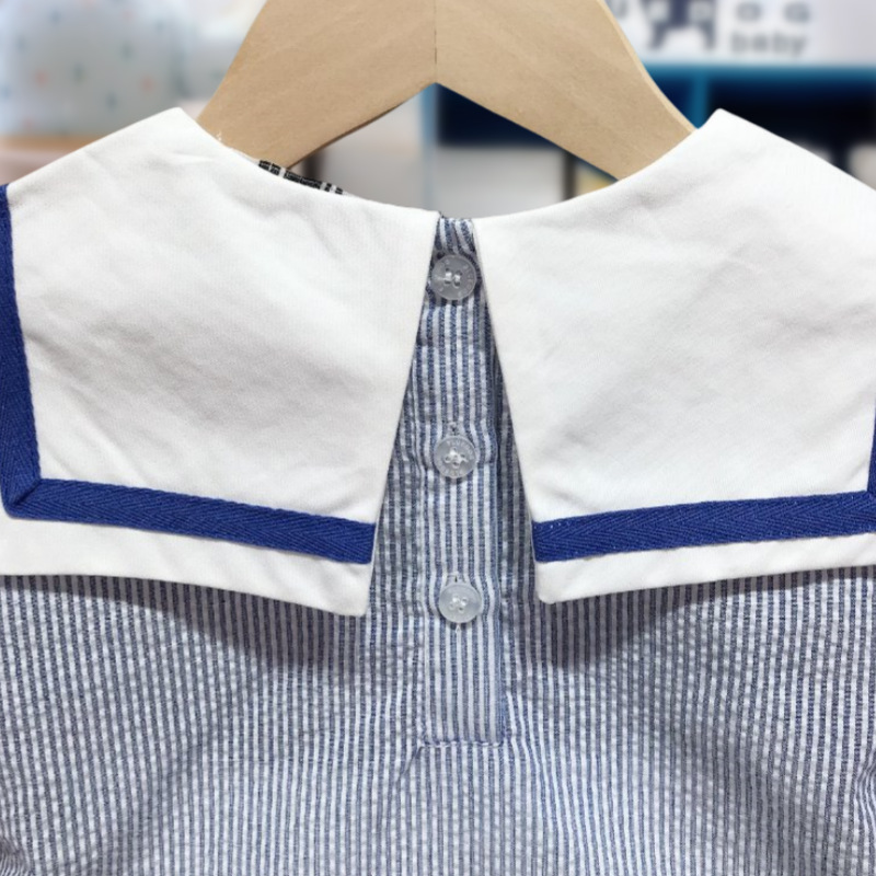 Summer new navy collar striped short-sleeved shirt and shorts two-piece set for boys, stylish MS530701 pic 23