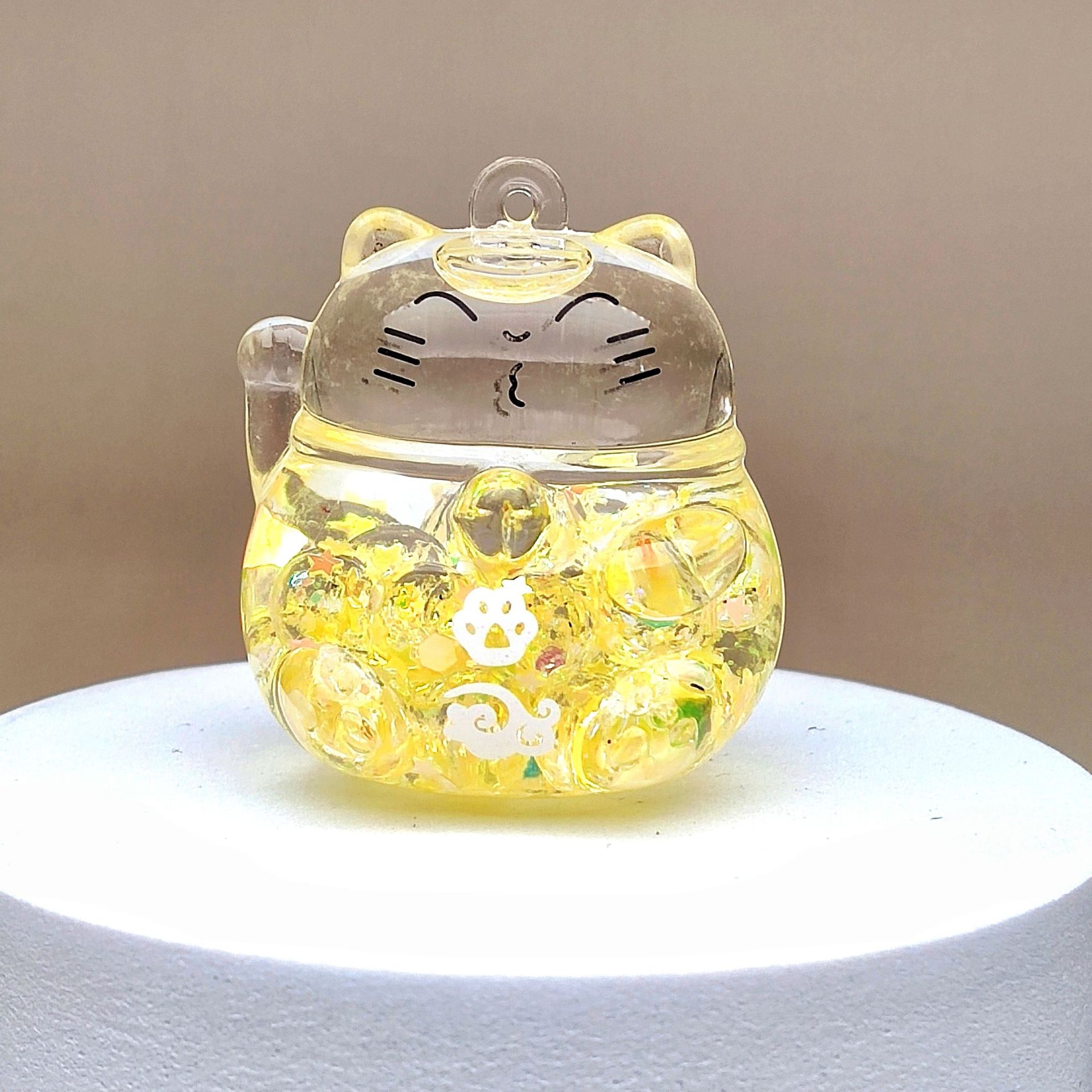 创意亚克力入油流沙瓶夜光泡泡珠招财猫钥匙扣配饰桌面摆件饰品详情10