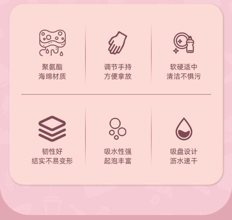 悦思家甜甜圈海绵洗碗刷神器吸盘洗碗棉百洁布厨房清洁木浆绵抹布详情2