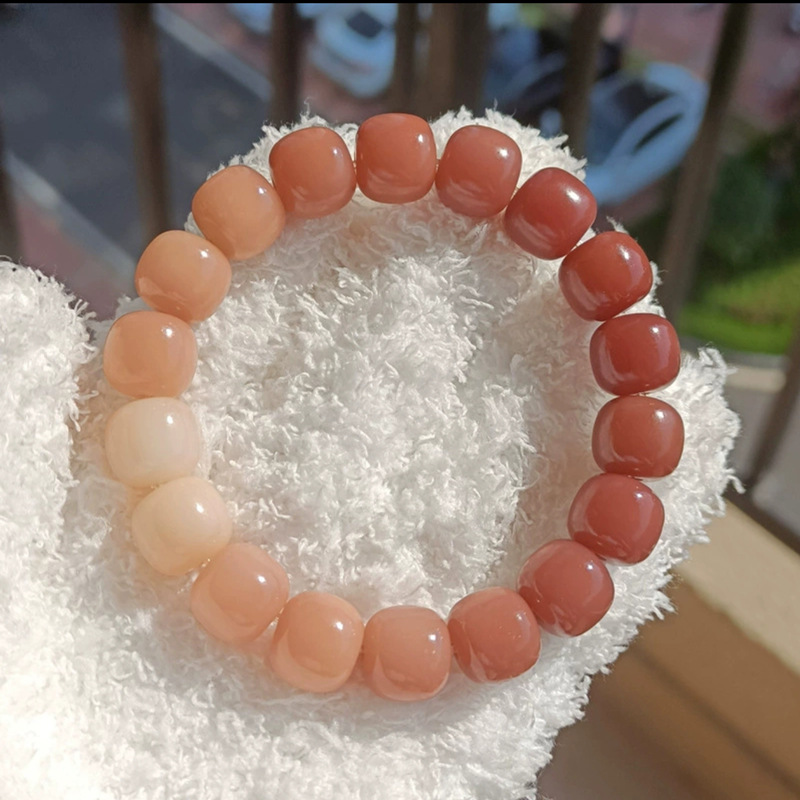 阴皮渐变绿白玉菩提子手串女小青柠绕指柔文玩菩提根佛珠菩提学生详情8