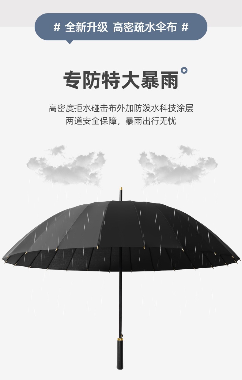 24骨雨伞超大号双人长柄伞加厚防晒加固抗风暴直杆广告伞定制logo详情7